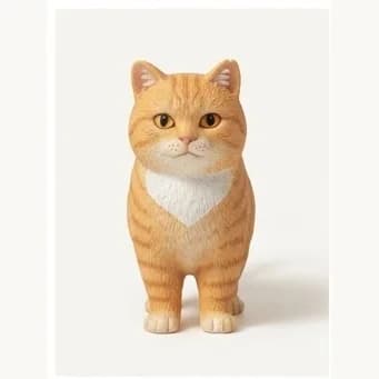 同一只白胸橘猫的原样树脂手办,保持自然站姿