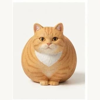 同一只白胸橘猫身体胖成圆球的树脂手办